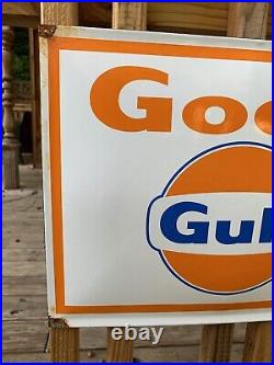Porcelain Good Gulf gasoline oil vintage style advertising enamel gas pump sign