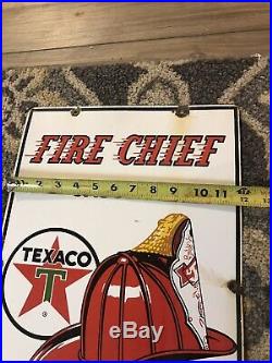 Porcelain Texaco Pump Plate Original Canadian Version Gas Oil Signs Fire Chief