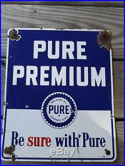 Pure Premium Gas Pump Sign Oil Vintage Advertising Farm Not Sunoco Texaco Gulf