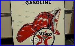 RARE 1960 Texaco Fire Chief Gas Pump Plate Sign. 18x12. Painted Metal