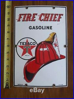 RARE! 8-12 Texaco Fire Chief Gas Pump Sign Porcelain Original 1955 Plate