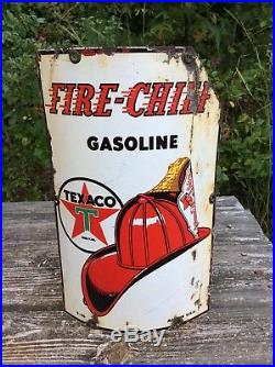 RARE 8 x 12 Curved TEXACO Fire Chief Visible Gas Pump Plate Porcelain Sign