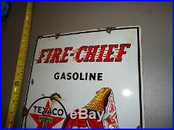 RARE Original 1951 Texaco Fire Chief Porcelain Medal Gas Pump Sign Dated
