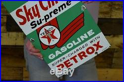 RARE SMALL 1960 TEXACO SKY CHIEF Pump Plate PORCELAIN Sign Gas Oil Advertising