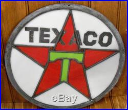 RARE Texaco Lead Stained Glass Gas Pump Logo Sign