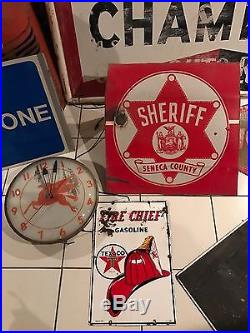 Rare Vintage Texaco Fire Chief Porcelain Sign Gas Pump Plate Dated 3/1/58