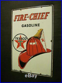 Rare 1948 Texaco Fire Chief Gasoline Porcelain Gas Pump Sign