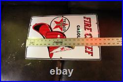 Rare 1957 Texaco Fire Chief Gasoiline Porcelain Sign Pump Plate Hat Green Texas