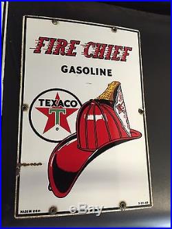 Rare Small Texaco Fire Chief Porcelain Gas Pump Sign