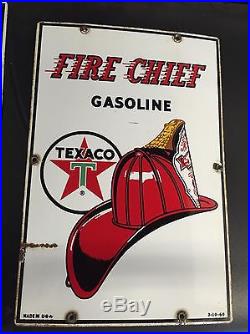 Rare Small Texaco Fire Chief Porcelain Gas Pump Sign