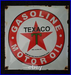 Rare Texaco gasoline motor oil vintage style gas pump porcelain sign 12 square