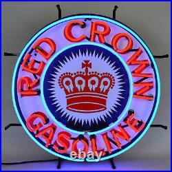 Red Crown Neon Sign Wall lamp light Gasoline Gas Oil Pump Globe Dads Garage