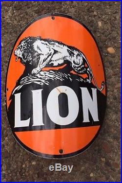 Rounded Porcelain Visible Sign Lion Gas Pump Gulf Shell Texaco