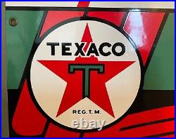 SKY CHIEF Vintage 1940s Texaco Gasoline Gas Pump Advertising Porcelain Sign