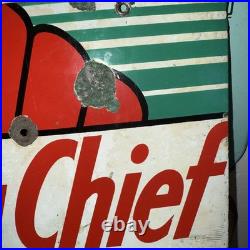 SKY CHIEF Vintage 1940s Texaco Gasoline Gas Pump Advertising Porcelain Sign