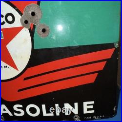 SKY CHIEF Vintage 1940s Texaco Gasoline Gas Pump Advertising Porcelain Sign