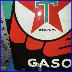 SKY CHIEF Vintage 1940s Texaco Gasoline Gas Pump Advertising Porcelain Sign