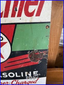 SKY CHIEF Vintage 1950's Texaco Gasoline Gas Pump Advertising Porcelain Sign