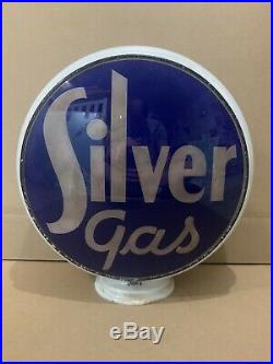 Silver Gas Texaco Pump Globe Light Vintage Glass Lens Service Station Sign Gill