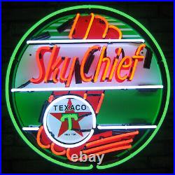 Sky Chief Texaco Neon Sign Dads Garage Gasoline Gas oil Pump Globe lamp light