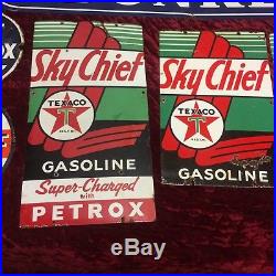 Sky Chief Texaco Sign Petrox Gas Pump Porcelain Sign Lot Gulf No Nox Good Gulf