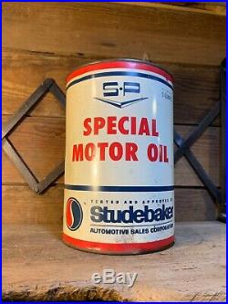 Studebaker Special Motor Oil 5 Quart Vintage Original Texaco Gas Pump Sign Shell