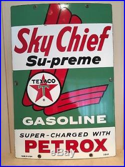 Super Clean 1962 Porcelain Texaco Sky Chief Gas Pump Fuel Advertising Sign