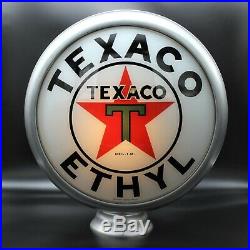 TEXACO ETHYL 15 Gas Pump Globe Includes 15 ALUMINUM BODY & 2 GLASS FACES