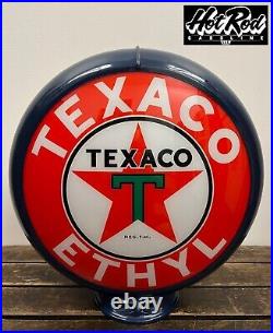 TEXACO ETHYL Reproduction 13.5 Gas Pump Globe (Dark Blue Body) TEXACO ETHYL Reproduction 13.5 Gas Pump Globe (Dark Blue Body)