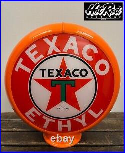 TEXACO ETHYL Reproduction 13.5 Gas Pump Globe (Orange Body)