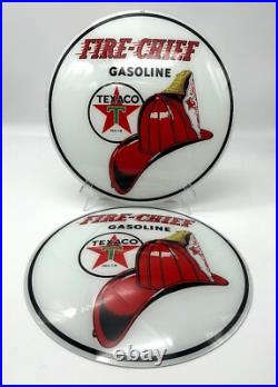 TEXACO FIRE CHIEF 15 Gas Pump Globe Glass Faces / Lenses (SET OF 2)