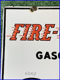 TEXACO FIRE-CHIEF Gasoline PORCELAIN PUMP PLATE SIGN 12x18in 1947 Original USA