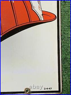 TEXACO FIRE-CHIEF Gasoline PORCELAIN PUMP PLATE SIGN 12x18in 1947 Original USA