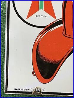 TEXACO FIRE-CHIEF Gasoline PORCELAIN PUMP PLATE SIGN 12x18in 1947 Original USA