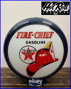 TEXACO FIRE CHIEF Reproduction 13.5 Gas Pump Globe (Dark Blue Body)