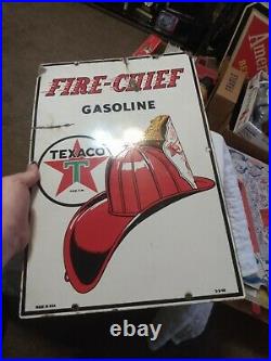 TEXACO Fire Chief Pump Plate Porcelain Sign Authentic Original gas and oil