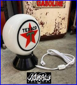 TEXACO GASOLINE Milk Glass Mini Gas Pump Globe with Lamp Base Discounted Price