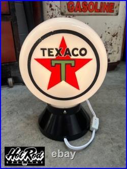 TEXACO GASOLINE Milk Glass Mini Gas Pump Globe with Lamp Base Discounted Price