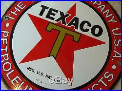 Texaco Gasoline Porcelain Sign Vintage Oil Gas Pump Rack Plate Lubester