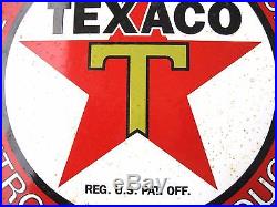 Texaco Gasoline Texas Co USA Porcelain Enamel Gas Pump Oil Service Station Sign