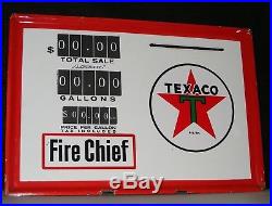 TEXACO GAS PUMP SIGN PORCELAIN PRICE FACE PLATE VTG 1950-60s FIRE CHIEF BENNETT
