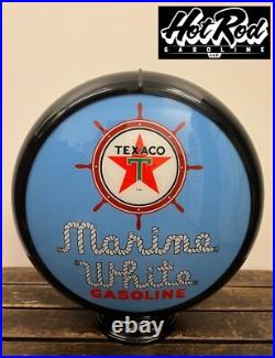 TEXACO MARINE GASOLINE Blue Reproduction 13.5 Gas Pump Globe (Black Body)