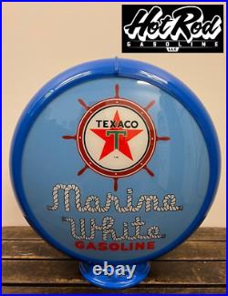 TEXACO MARINE GASOLINE Blue Reproduction 13.5 Gas Pump Globe (Blue Body)