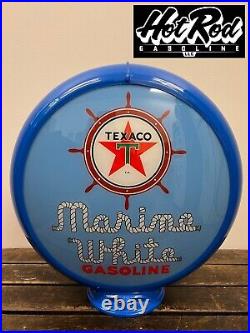 TEXACO MARINE GASOLINE Blue Reproduction 13.5 Gas Pump Globe (Blue Body)
