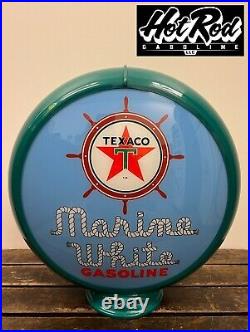 TEXACO MARINE GASOLINE Blue Reproduction 13.5 Gas Pump Globe (Green Body)