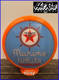 TEXACO MARINE GASOLINE Blue Reproduction 13.5 Gas Pump Globe (Orange Body)