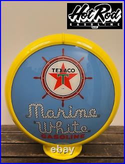 TEXACO MARINE GASOLINE Blue Reproduction 13.5 Gas Pump Globe (Yellow Body)