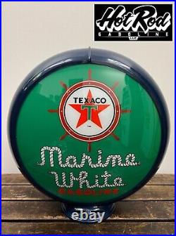 TEXACO MARINE GASOLINE Reproduction 13.5 Gas Pump Globe (Dark Blue Body)