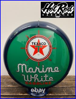 TEXACO MARINE GASOLINE Reproduction 13.5 Gas Pump Globe (Dark Blue Body)