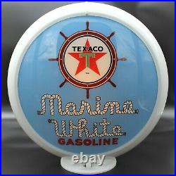 TEXACO MARINE WHITE 13.5 Gas Pump Globe SHIPS FULLY ASSEMBLED! MADE IN THE USA